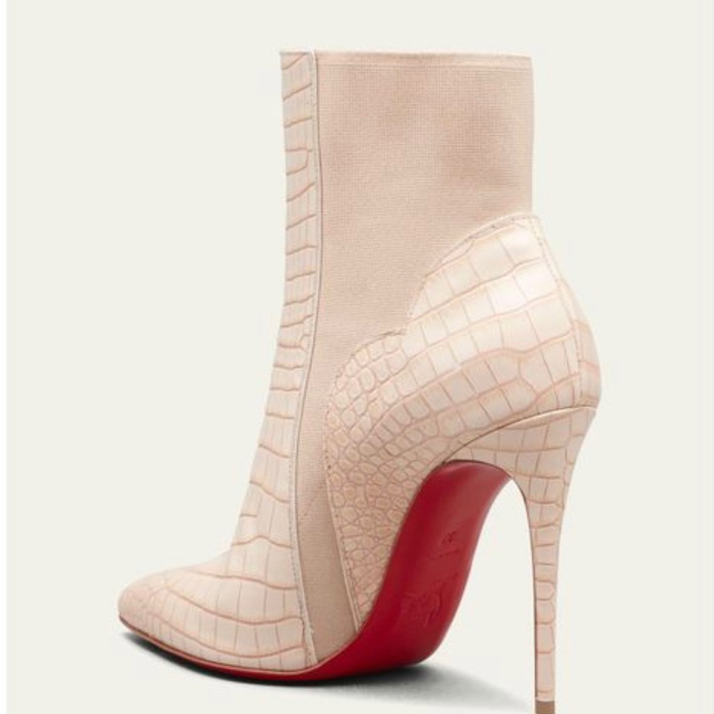 Christian Louboutin Women's Natural Chelsea Chick Red Sole Stiletto Booties